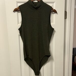 Entro Olive Sleeveless Turtleneck Bodysuit